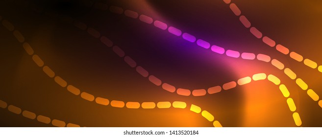 Neon vector wave lines abstract background, magic futuristic techno design, vector motion concept