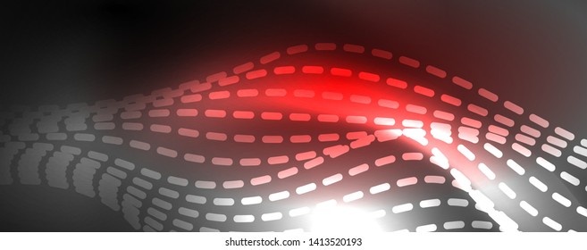 Fondo abstracto de líneas de onda vector neón, diseño tecnológico futurista mágico, concepto de movimiento vectorial