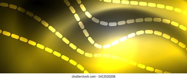 Neonvektorwellenlinien, abstrakter Hintergrund, magisches futuristisches Techno-Design, Vektorgrafik-Konzept