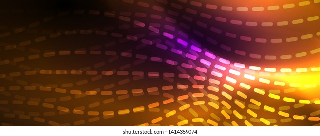 Neon vector wave lines abstract background, magic futuristic techno design, vector motion concept