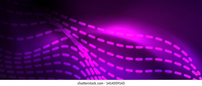 Neon vector wave lines abstract background, magic futuristic techno design, vector motion concept