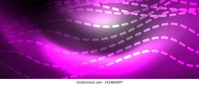 Neon vector wave lines abstract background, magic futuristic techno design, vector motion concept