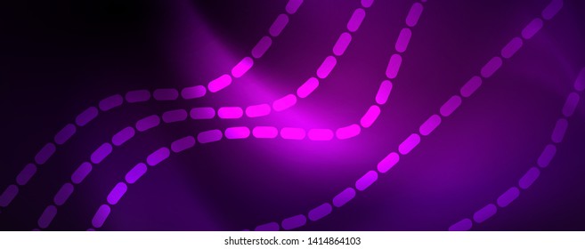 Neonvektorwellenlinien, abstrakter Hintergrund, magisches futuristisches Techno-Design, Vektorgrafik-Konzept