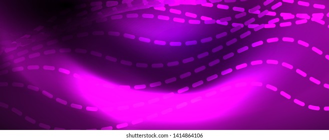 Neon vector wave lines abstract background, magic futuristic techno design, vector motion concept
