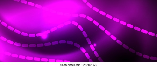 Neon vector wave lines abstract background, magic futuristic techno design, vector motion concept