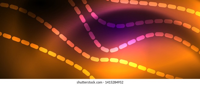 Fondo abstracto de líneas de onda vector neón, diseño tecnológico futurista mágico, concepto de movimiento vectorial