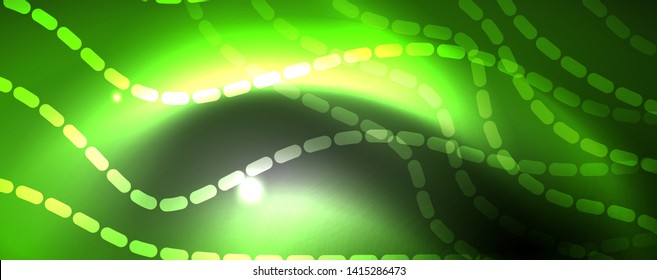 Neon vector wave lines abstract background, magic futuristic techno design, vector motion concept