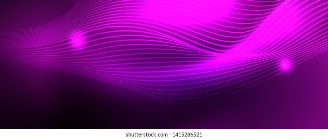 Neonvektorwellenlinien, abstrakter Hintergrund, magisches futuristisches Techno-Design, Vektorgrafik-Konzept