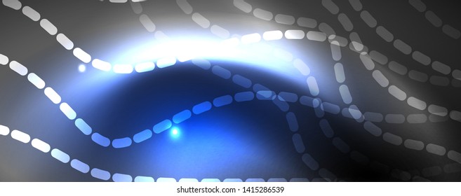 Neon vector wave lines abstract background, magic futuristic techno design, vector motion concept