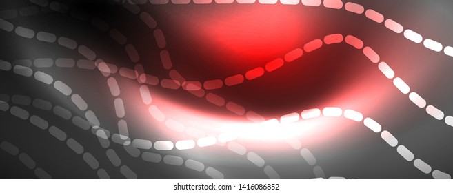 Neon vector wave lines abstract background, magic futuristic techno design, vector motion concept