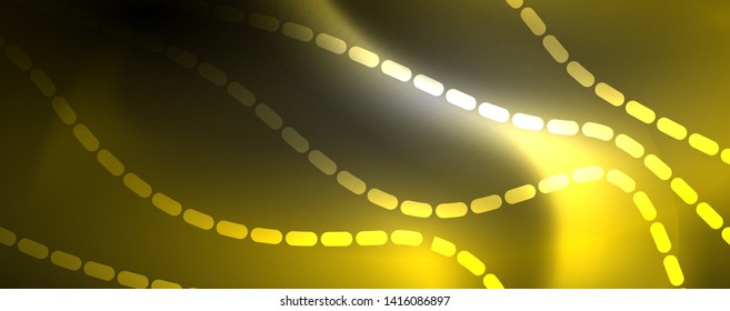 Neon vector wave lines abstract background, magic futuristic techno design, vector motion concept