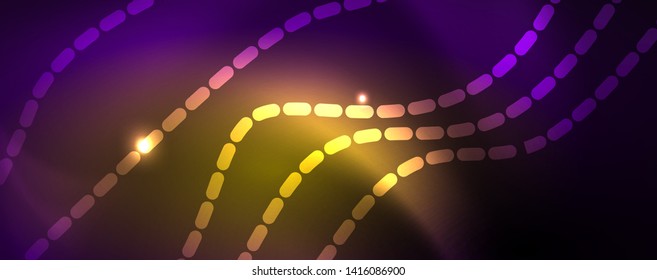 Neon vector wave lines abstract background, magic futuristic techno design, vector motion concept