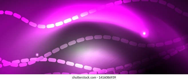 Neon vector wave lines abstract background, magic futuristic techno design, vector motion concept