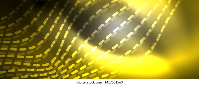 Fondo abstracto de líneas de onda vector neón, diseño tecnológico futurista mágico, concepto de movimiento vectorial