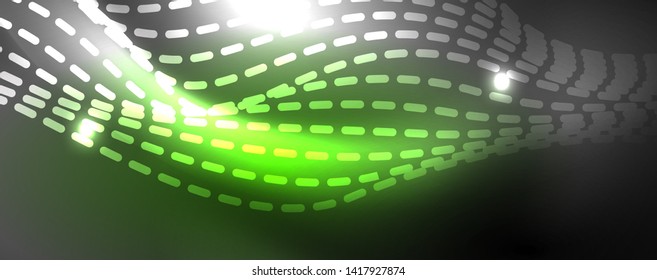 Neonvektorwellenlinien, abstrakter Hintergrund, magisches futuristisches Techno-Design, Vektorgrafik-Konzept