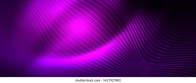 Neon vector wave lines abstract background, magic futuristic techno design, vector motion concept