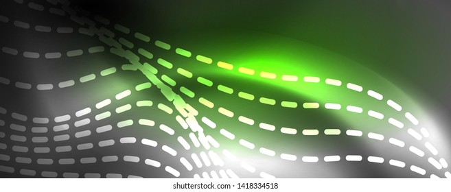 Neon vector wave lines abstract background, magic futuristic techno design, vector motion concept