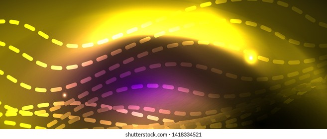 Neon vector wave lines abstract background, magic futuristic techno design, vector motion concept