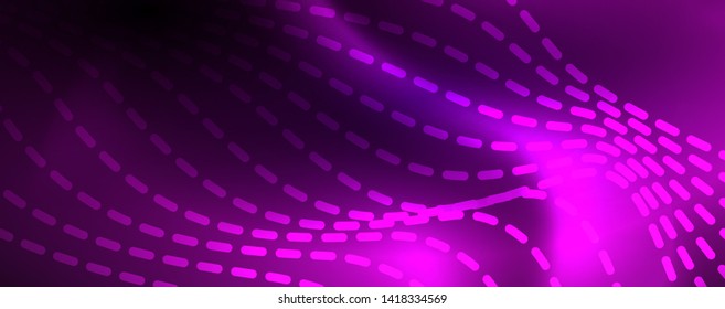 Neon vector wave lines abstract background, magic futuristic techno design, vector motion concept