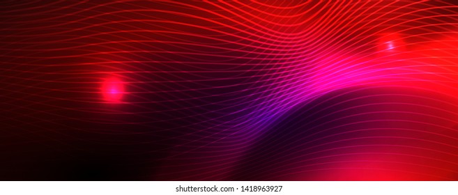 Neonvektorwellenlinien, abstrakter Hintergrund, magisches futuristisches Techno-Design, Vektorgrafik-Konzept