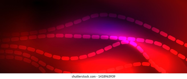 Neon vector wave lines abstract background, magic futuristic techno design, vector motion concept