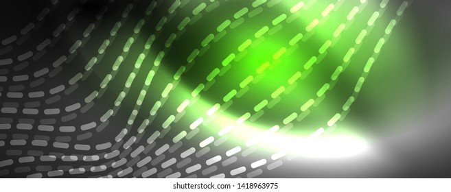 Neon vector wave lines abstract background, magic futuristic techno design, vector motion concept