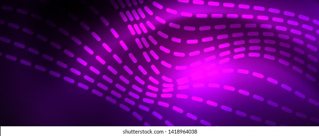 Neon vector wave lines abstract background, magic futuristic techno design, vector motion concept