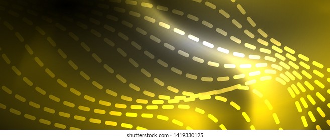 Neon vector wave lines abstract background, magic futuristic techno design, vector motion concept