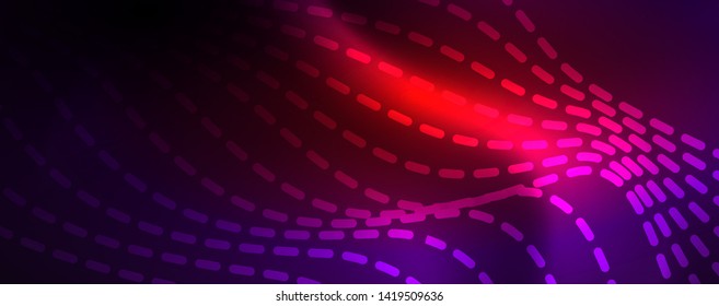 Fondo abstracto de líneas de onda vector neón, diseño tecnológico futurista mágico, concepto de movimiento vectorial