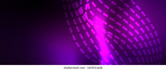Neon vector wave lines abstract background, magic futuristic techno design, vector motion concept