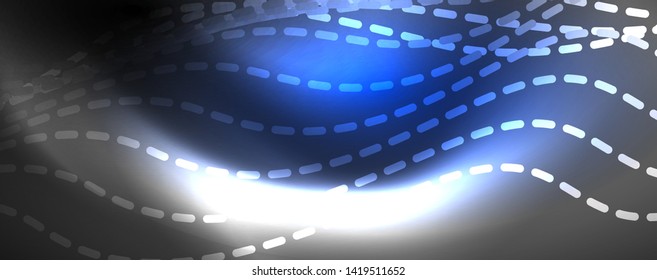 Neon vector wave lines abstract background, magic futuristic techno design, vector motion concept