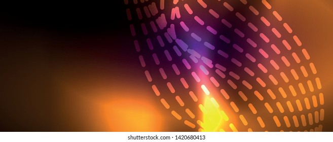 Neon vector wave lines abstract background, magic futuristic techno design, vector motion concept