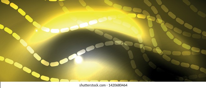 Neon vector wave lines abstract background, magic futuristic techno design, vector motion concept