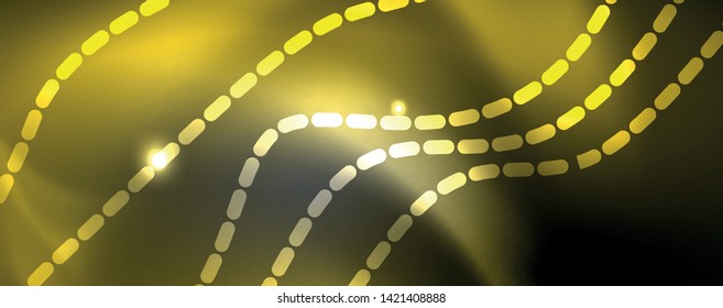 Neon vector wave lines abstract background, magic futuristic techno design, vector motion concept