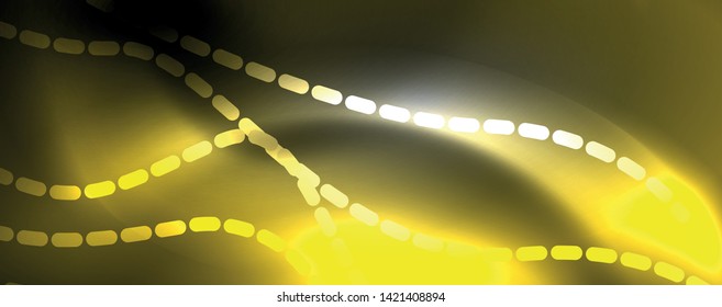 Neon vector wave lines abstract background, magic futuristic techno design, vector motion concept
