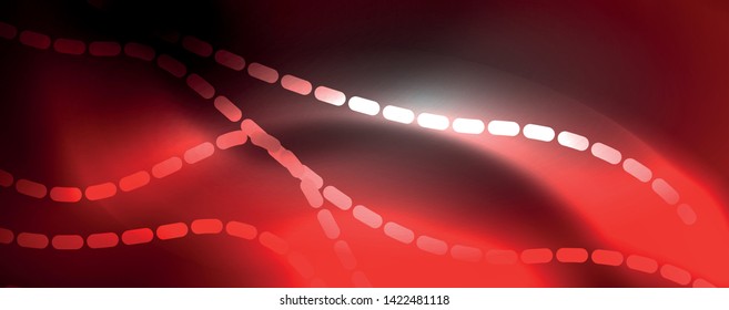 Neon vector wave lines abstract background, magic futuristic techno design, vector motion concept