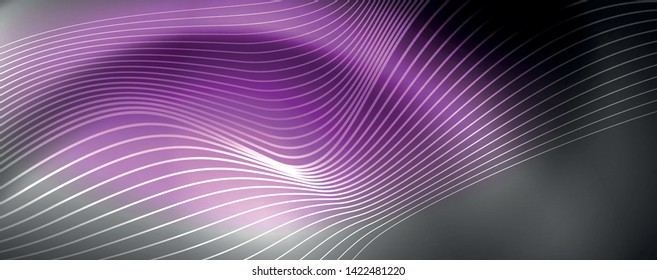 Neonvektorwellenlinien, abstrakter Hintergrund, magisches futuristisches Techno-Design, Vektorgrafik-Konzept