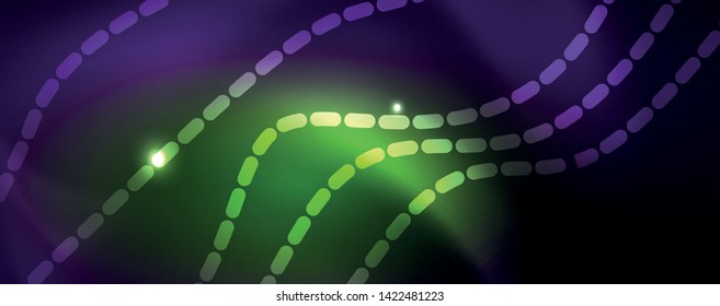 Neon vector wave lines abstract background, magic futuristic techno design, vector motion concept
