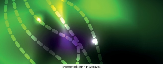 Neon vector wave lines abstract background, magic futuristic techno design, vector motion concept