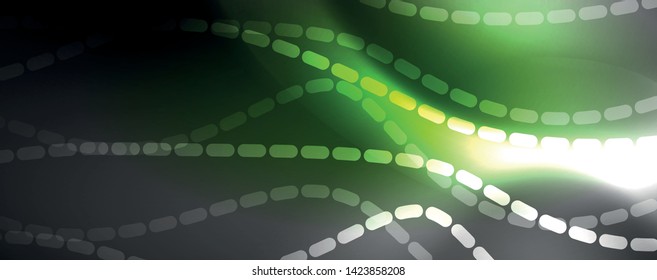 Fondo abstracto de líneas de onda vector neón, diseño tecnológico futurista mágico, concepto de movimiento vectorial