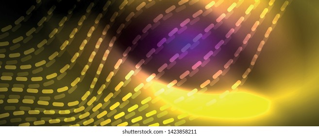 Neon vector wave lines abstract background, magic futuristic techno design, vector motion concept