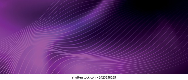 Neon vector wave lines abstract background, magic futuristic techno design, vector motion concept