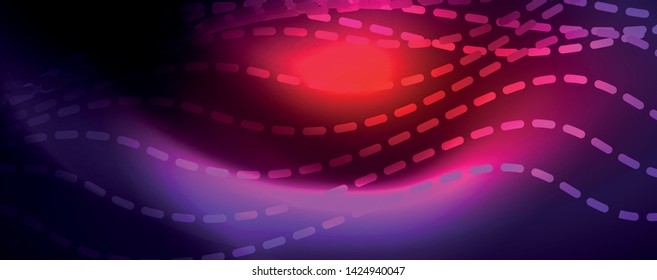Neon vector wave lines abstract background, magic futuristic techno design, vector motion concept