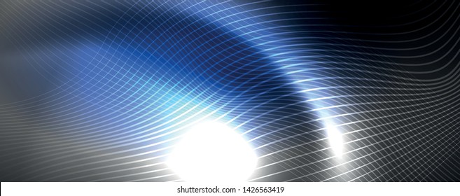 Neonvektorwellenlinien, abstrakter Hintergrund, magisches futuristisches Techno-Design, Vektorgrafik-Konzept