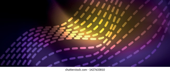 Fondo abstracto de líneas de onda vector neón, diseño tecnológico futurista mágico, concepto de movimiento vectorial