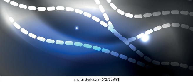 Neon vector wave lines abstract background, magic futuristic techno design, vector motion concept