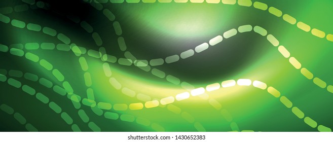 Neon vector wave lines abstract background, magic futuristic techno design, vector motion concept