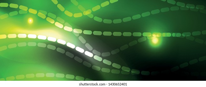 Neonvektorwellenlinien, abstrakter Hintergrund, magisches futuristisches Techno-Design, Vektorgrafik-Konzept