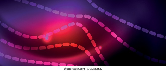 Fondo abstracto de líneas de onda vector neón, diseño tecnológico futurista mágico, concepto de movimiento vectorial