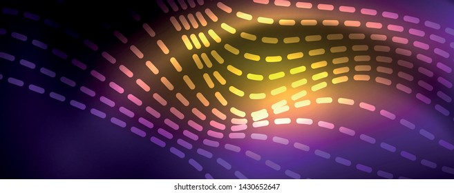 Neon vector wave lines abstract background, magic futuristic techno design, vector motion concept
